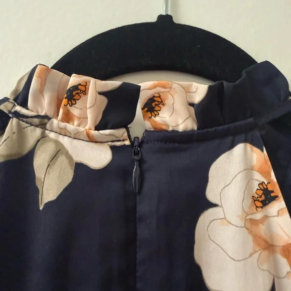 BB Dakota Navy Floral Halter Tiered Dress - Picture 3 of 6